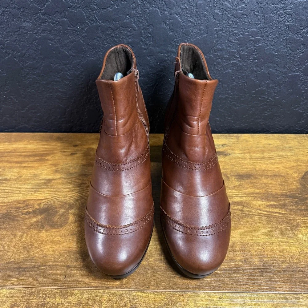 Gabor Brown Leather Brogue Ankle Boots Womens Size 6‎ UK 8.5 US